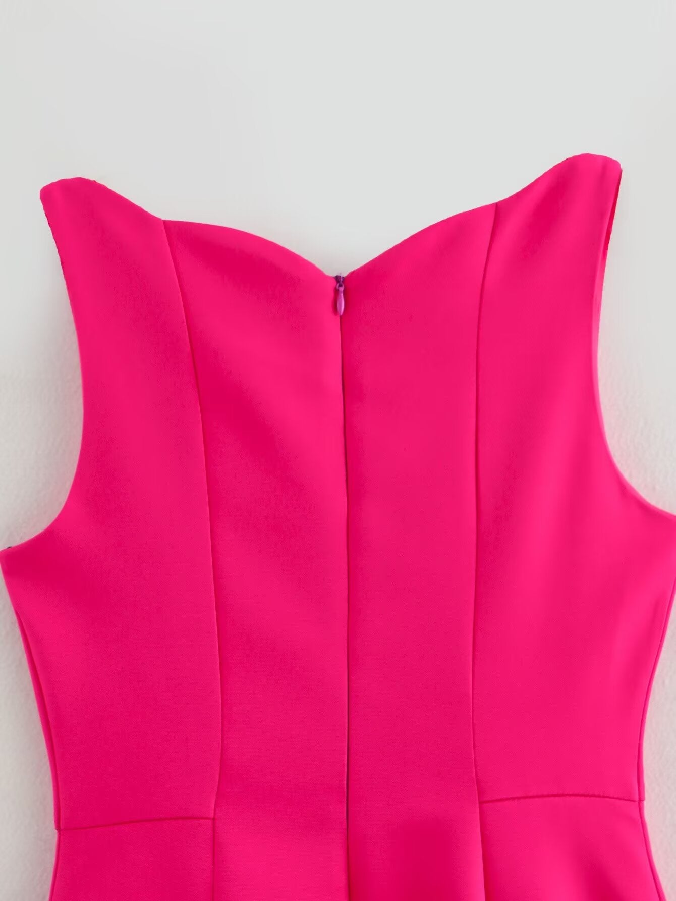 Hot pink back view of Stereo Bowknot Decoration Dress showcasing trendy fashion and ملابس