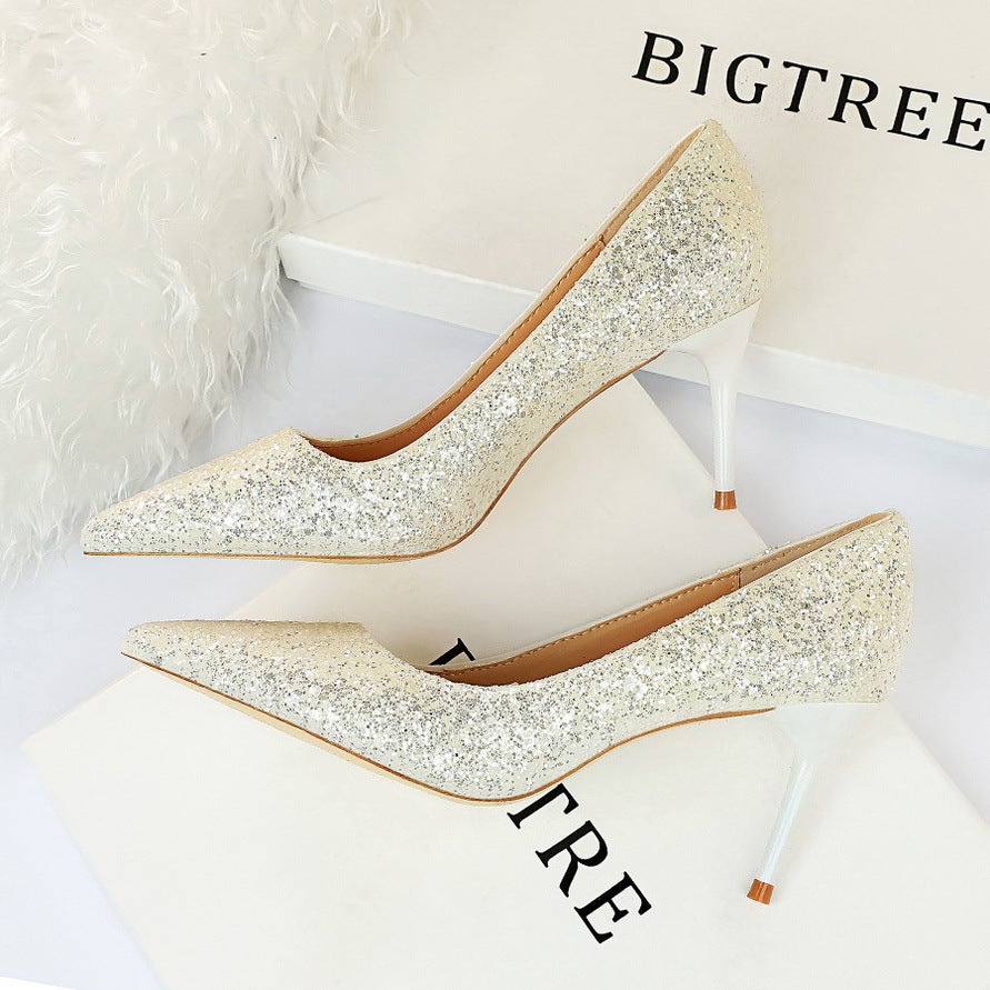 Sparkly pointed-toe stiletto heels for fashion enthusiasts and ملابس styling