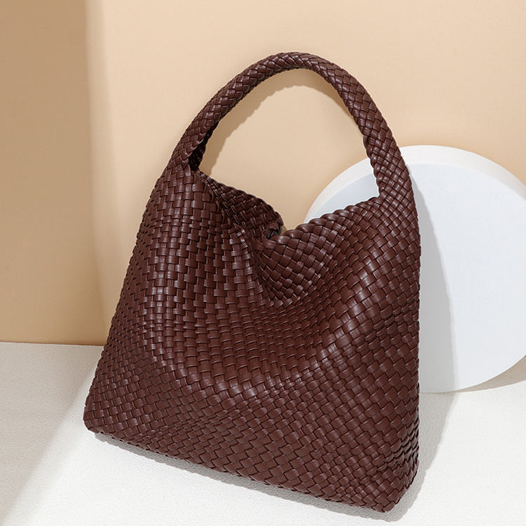 Brown woven shoulder bag from the Handmade Woven Bag collection enhancing fashion and style
