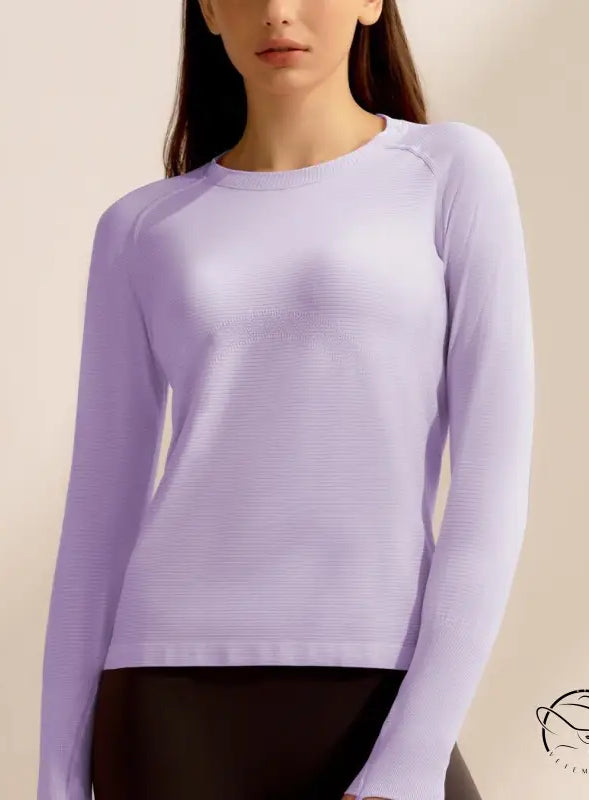 Lilac langry fashion long-sleeved knit sweater with crew neckline