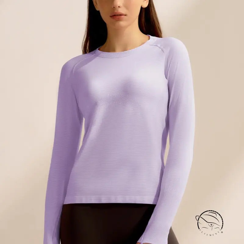 Lilac langry fashion long-sleeved knit sweater with crew neckline