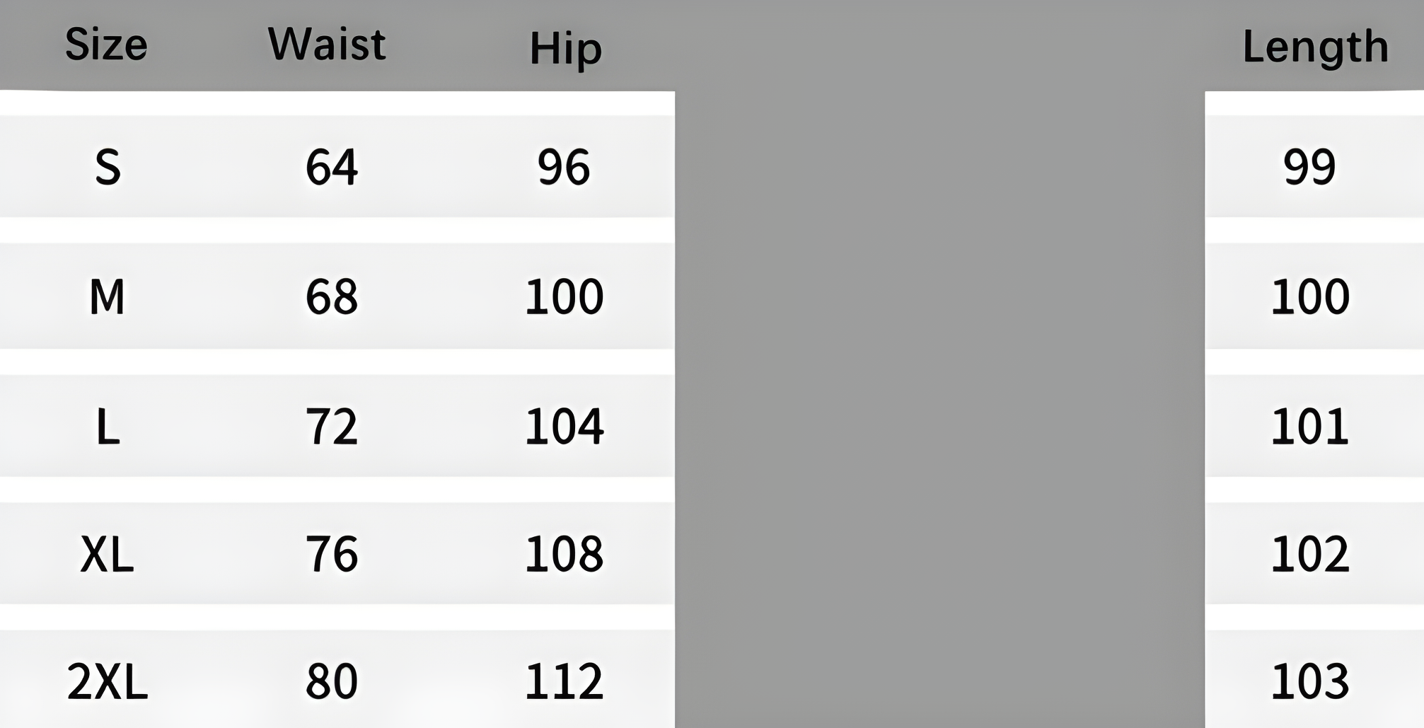 Size chart for Street Design Wide Leg Jeans, showcasing waist, hip, and length measurements