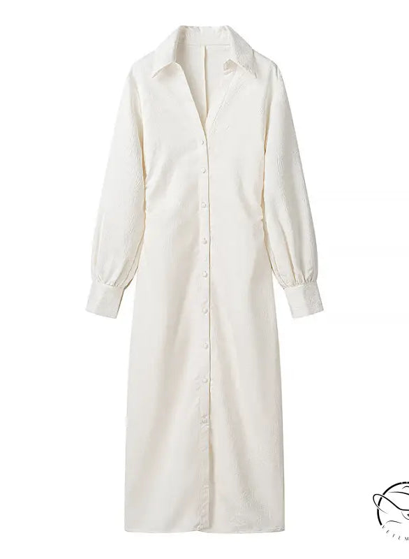 Elegant V-neck jacquard drawstring dress in langry fashion ملابس