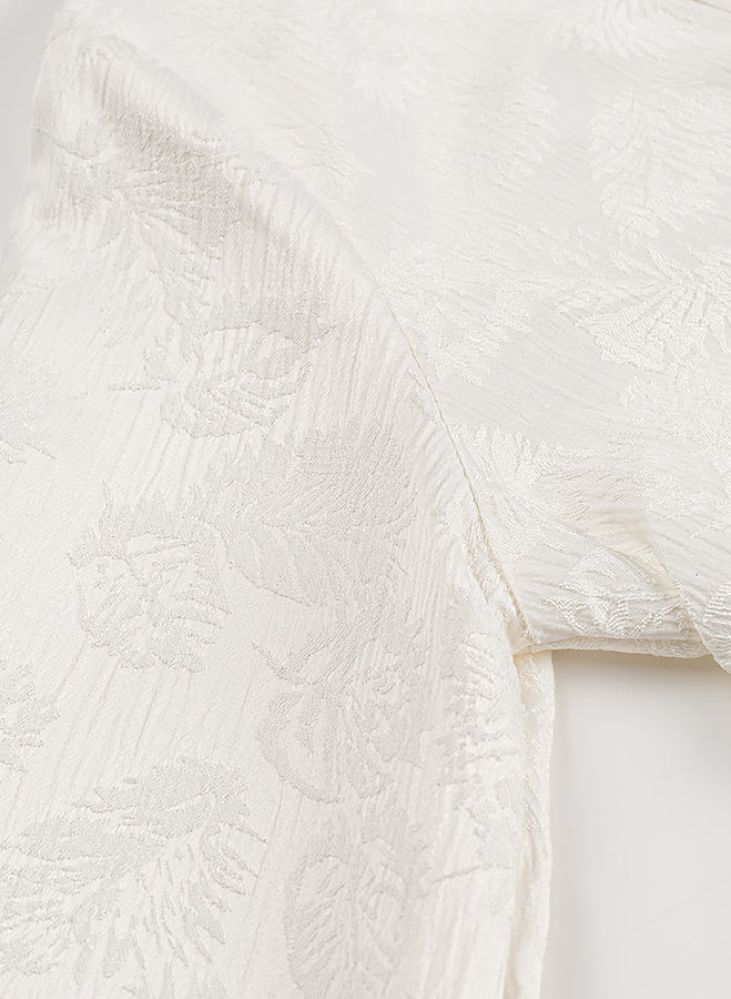 Langry fashion cream floral brocade scarf with embroidery for V-neck dress