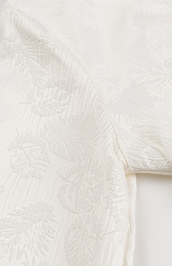 Langry fashion cream floral brocade scarf with embroidery for V-neck dress