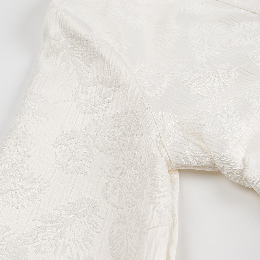 Langry fashion cream floral brocade scarf with embroidery for V-neck dress