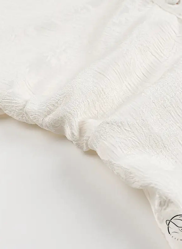 White lace floral V-neck jacquard drawstring dress in langry fashion