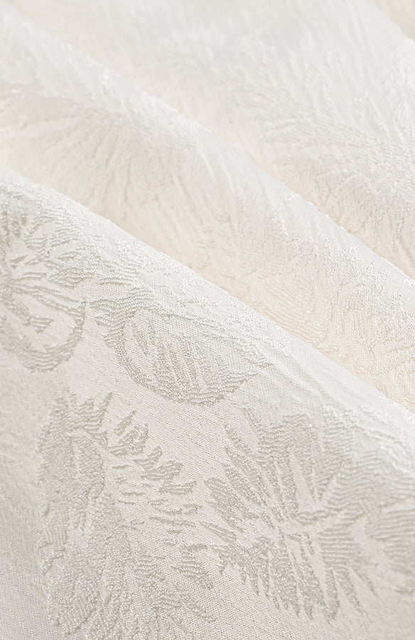 Cream-colored floral brocade V-neck jacquard dress by Langry fashion