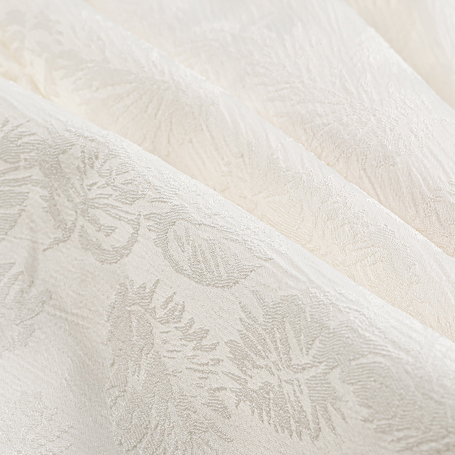 Cream-colored floral brocade V-neck jacquard dress by Langry fashion