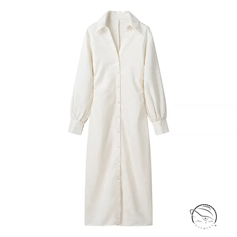 Elegant V-neck jacquard drawstring dress in langry fashion ملابس