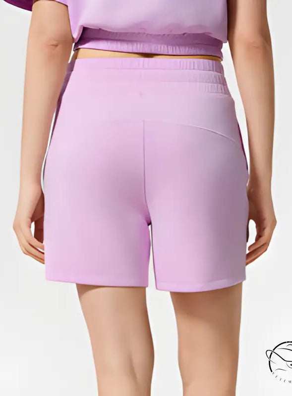 Lilac casual loose yoga shorts with elastic waistband
