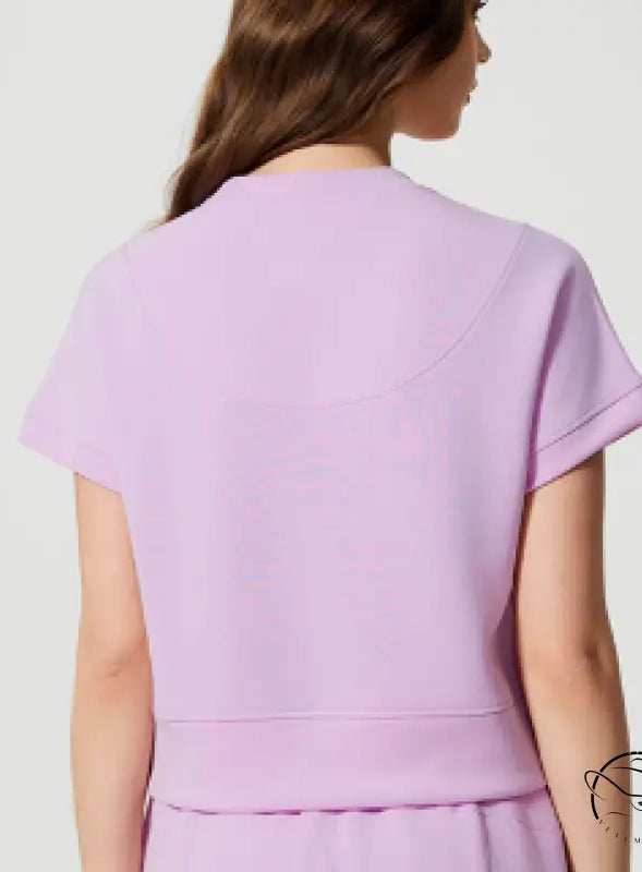 Lavender loose fitness yoga short-sleeved sweatshirt t-shirt