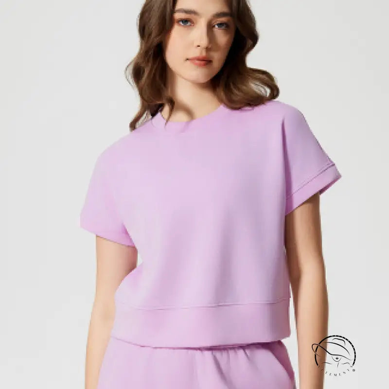 Lavender short-sleeved loose fitness yoga t-shirt