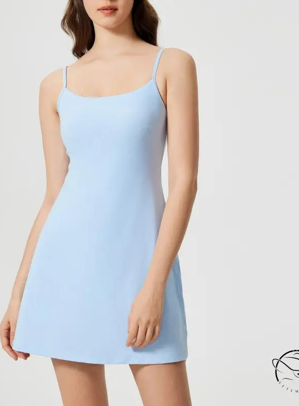 Light blue spaghetti strap comfy fitness tennis dress