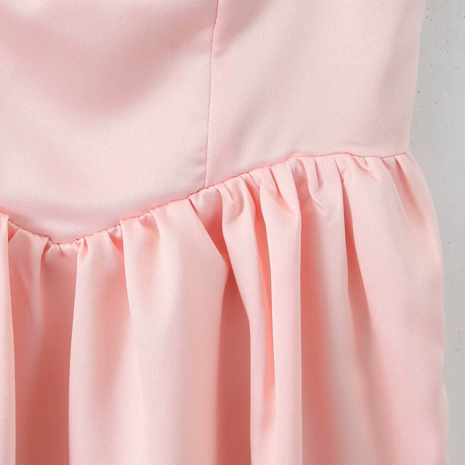 Pink gathered dress from Stunning Tight Fit Slim Fit Dress collection in fashion ملابس