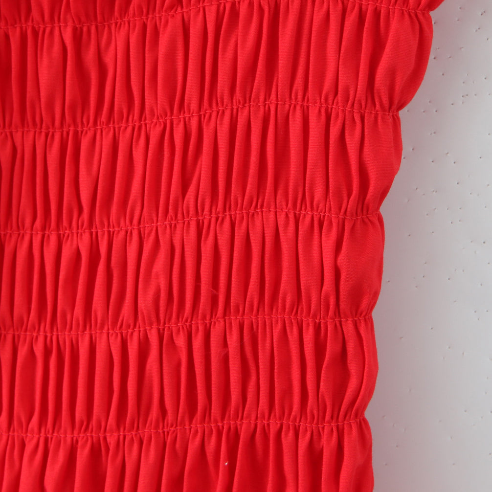 Red shirred fabric on an Attractive Daily Dress for stylish fashion and ملابس choices