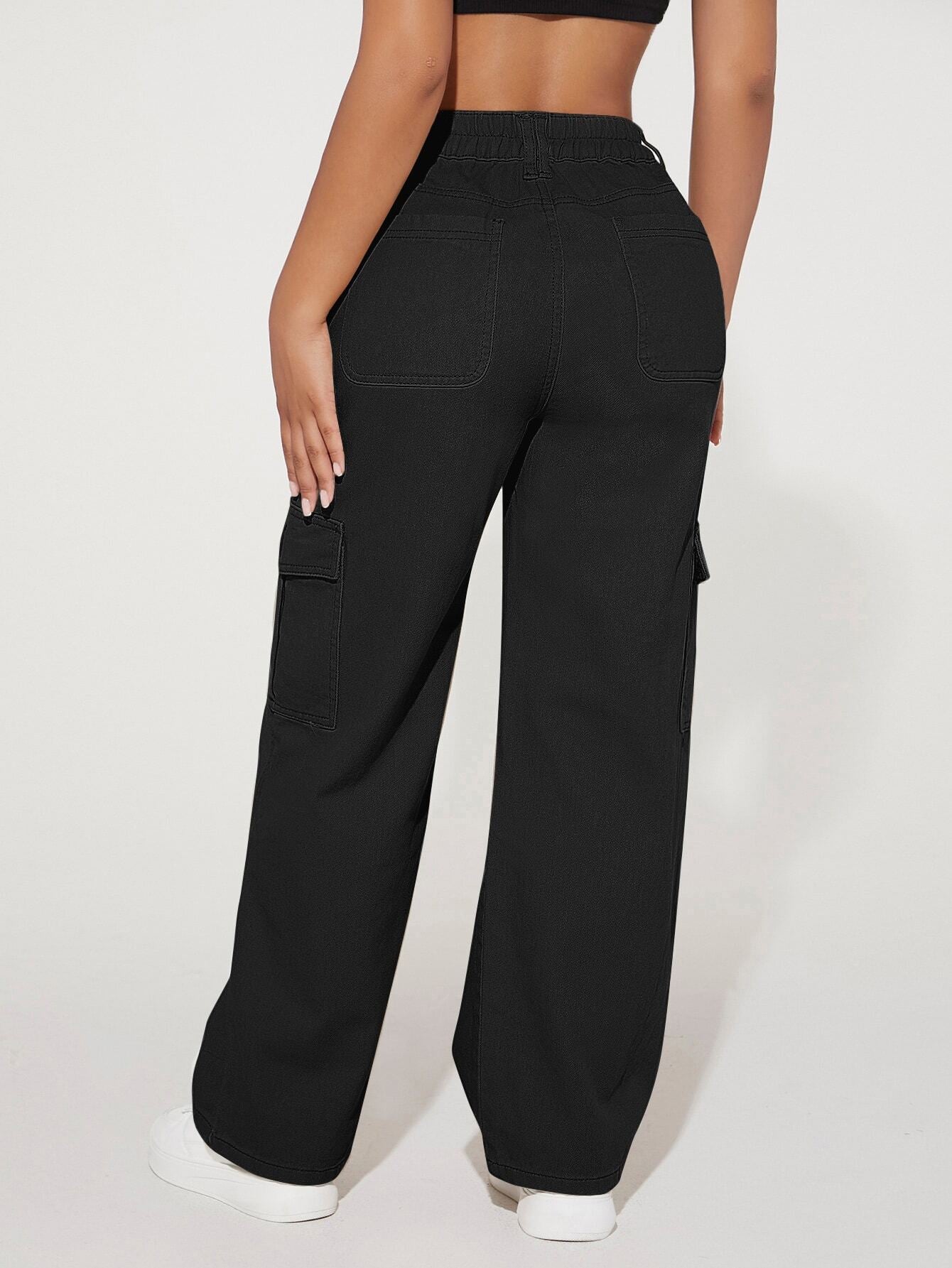 Black cargo pants from the Cute Casual Pants collection, perfect for Langry fashion ملابس