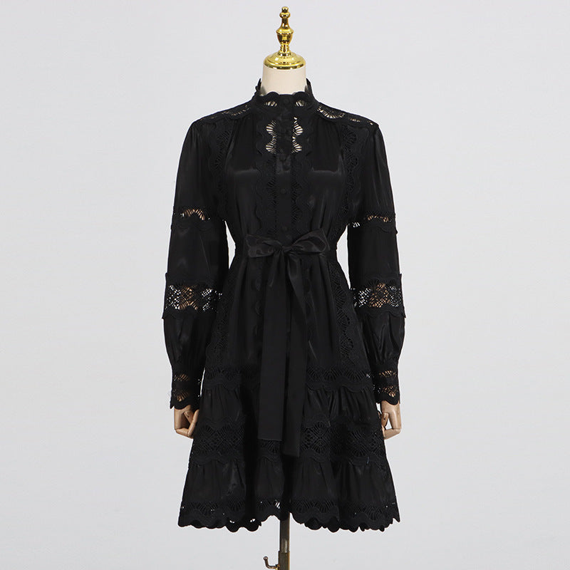 Elegant black lace dress from the Elegant French Vintage Dress collection in fashionable style