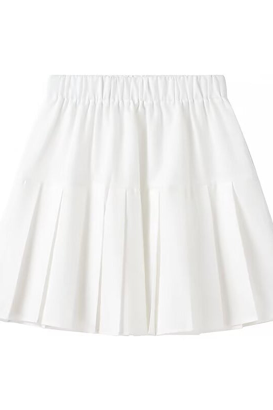 Elegant white pleated langry fashion skirt in slim fit two-piece dress