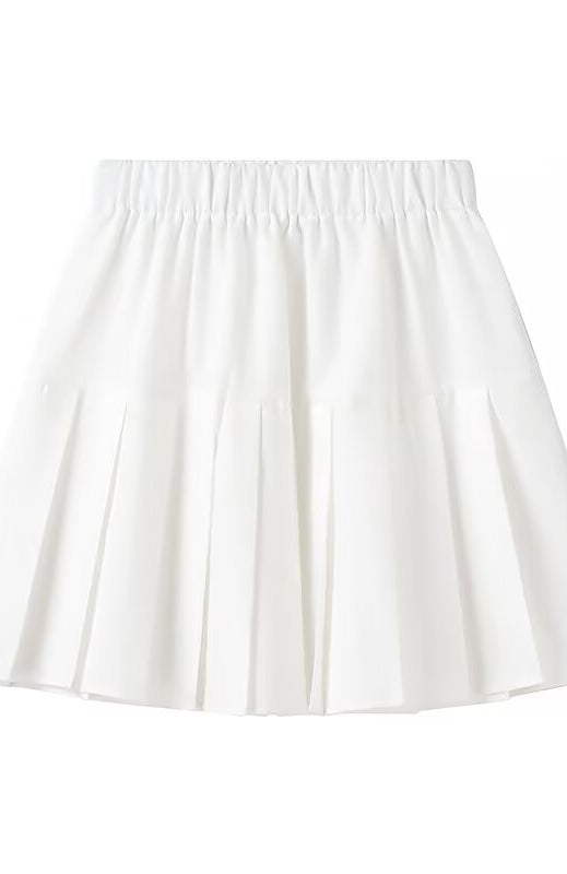 Elegant white pleated langry fashion skirt in slim fit two-piece dress