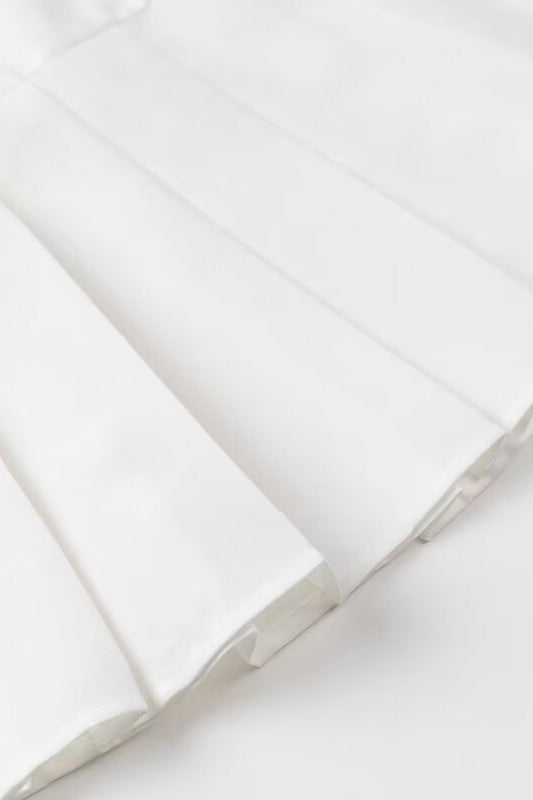 Elegant langry white pleated skirt with silver zipper in fashion two-piece dress