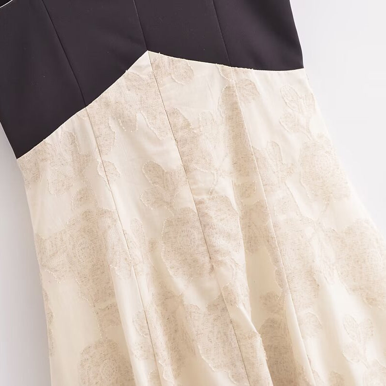 Elegant Sling French Design Dress featuring a two-tone floral pattern in fashion ملابس