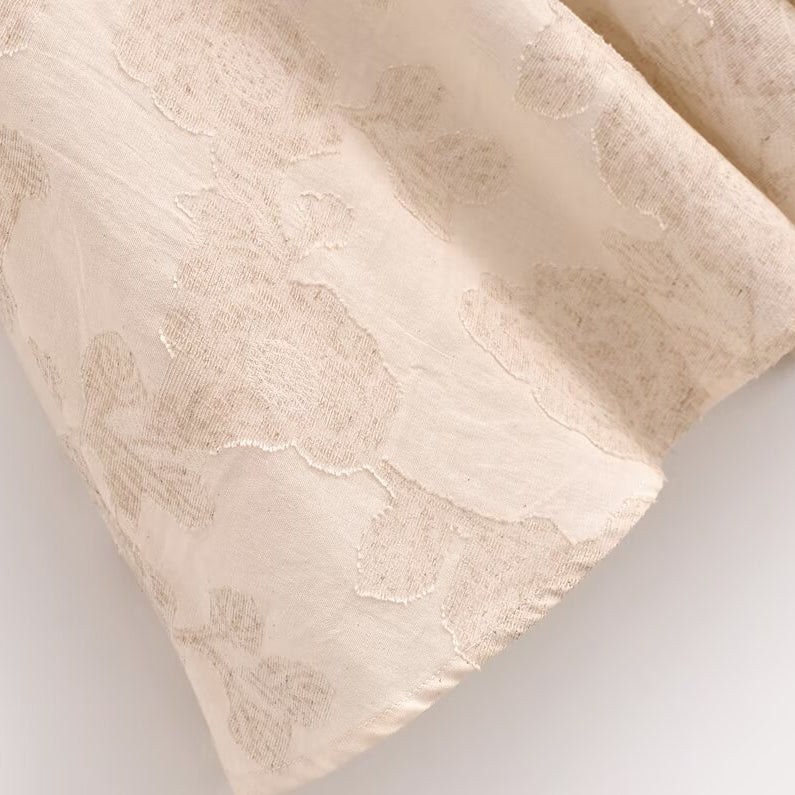 Beige floral brocade fabric for Elegant Sling French Design Dress fashion ملابس