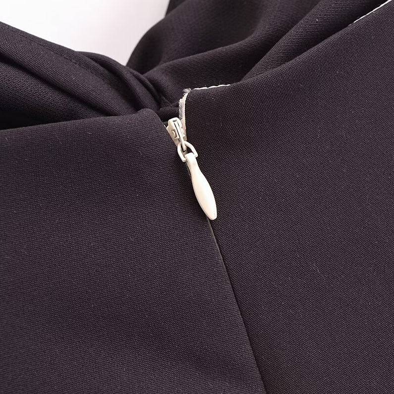 Elegant Sling French Design Dress featuring a black fabric with zipper, perfect for stylish fashion