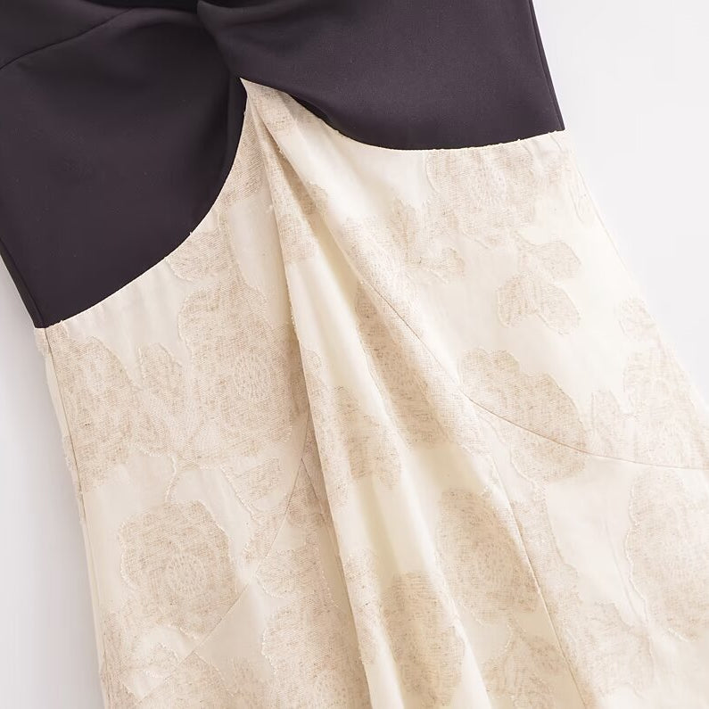 Elegant Sling French Design Dress featuring a two-toned floral pattern in fashion ملابس