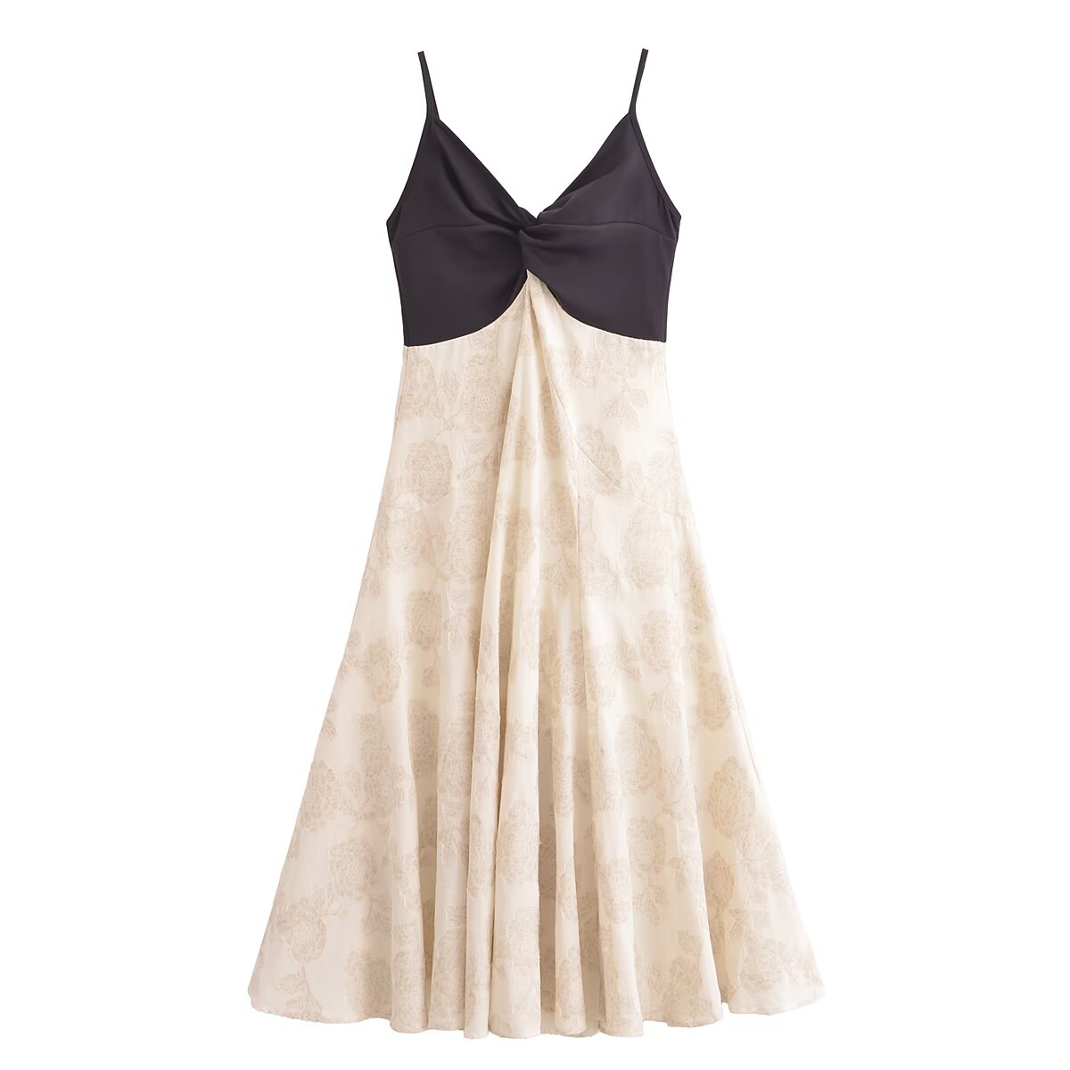 Elegant Sling French Design Dress featuring a sleeveless two-tone style in fashion