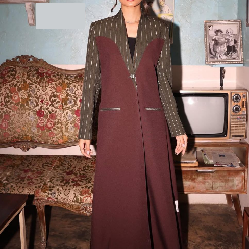 Cozy Red Striped Long Trench Coat