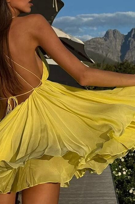 Beautiful Slim Fit High Waist v Neck Strap Backless Dress