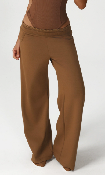 Brown langry loose casual sports sweatpants with elastic waistband