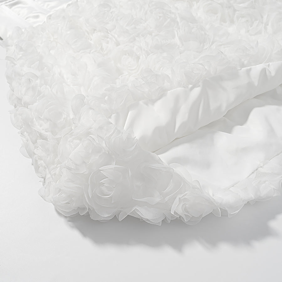 White ruffled organza early spring floral three dimensional tube top dress