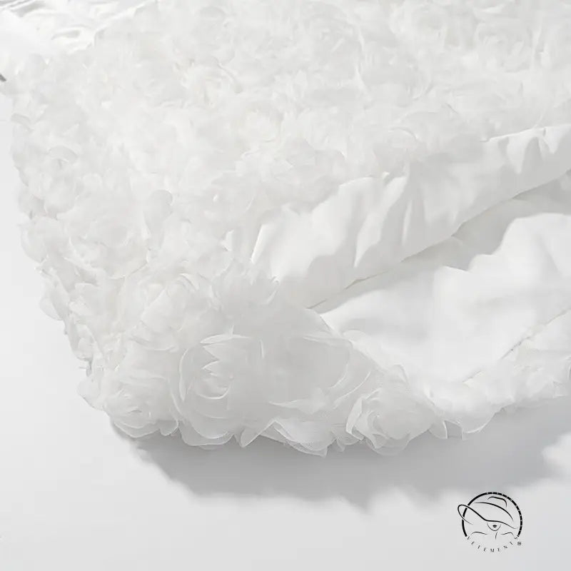 White ruffled organza early spring floral three dimensional tube top dress