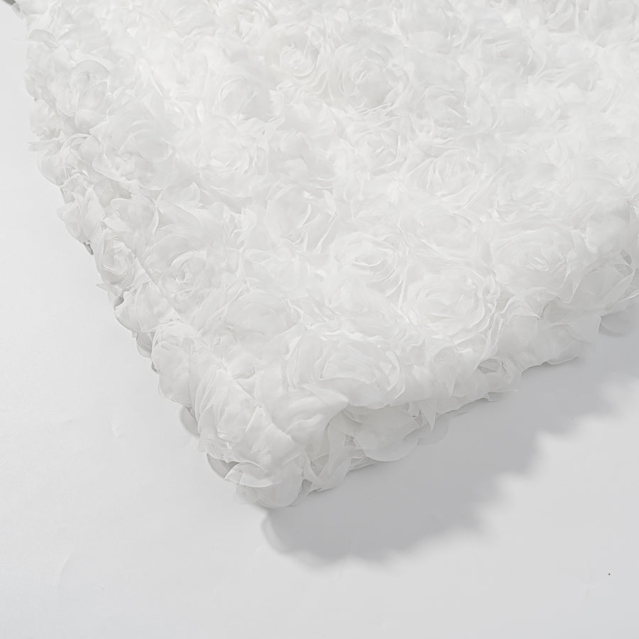 Early spring floral three-dimensional white fluffy bath mat
