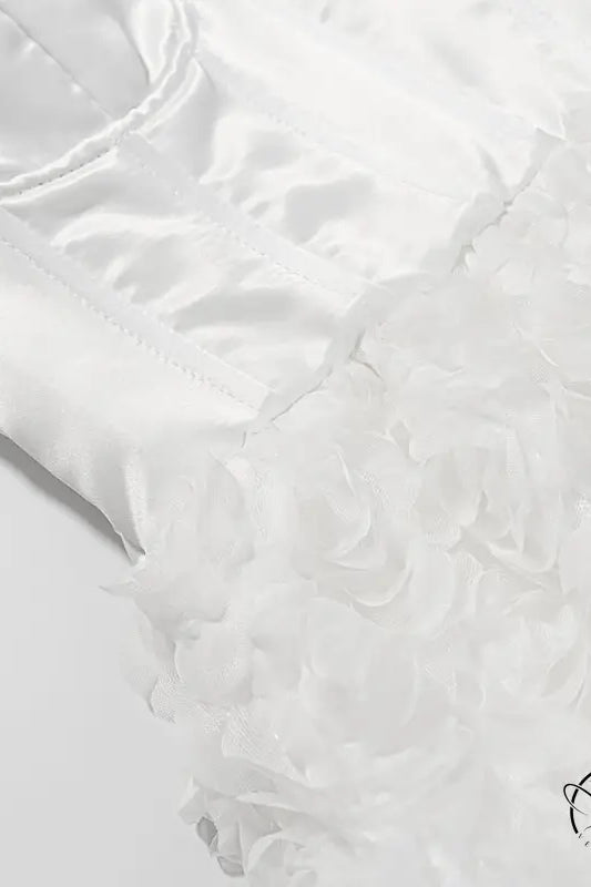 Early spring floral three dimensional white lace tube top dress