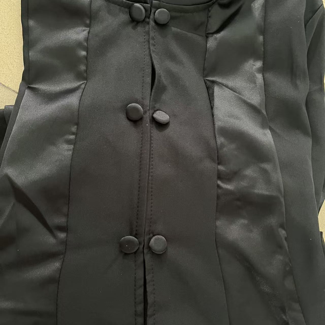 Spring arrival loose black leather jacket with large buttons and collar