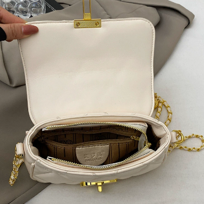 Classic Rhombus Embroidered Line Shoulder Bag