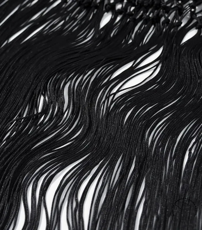 Black fringed necklace in langry fashion embroidery dress