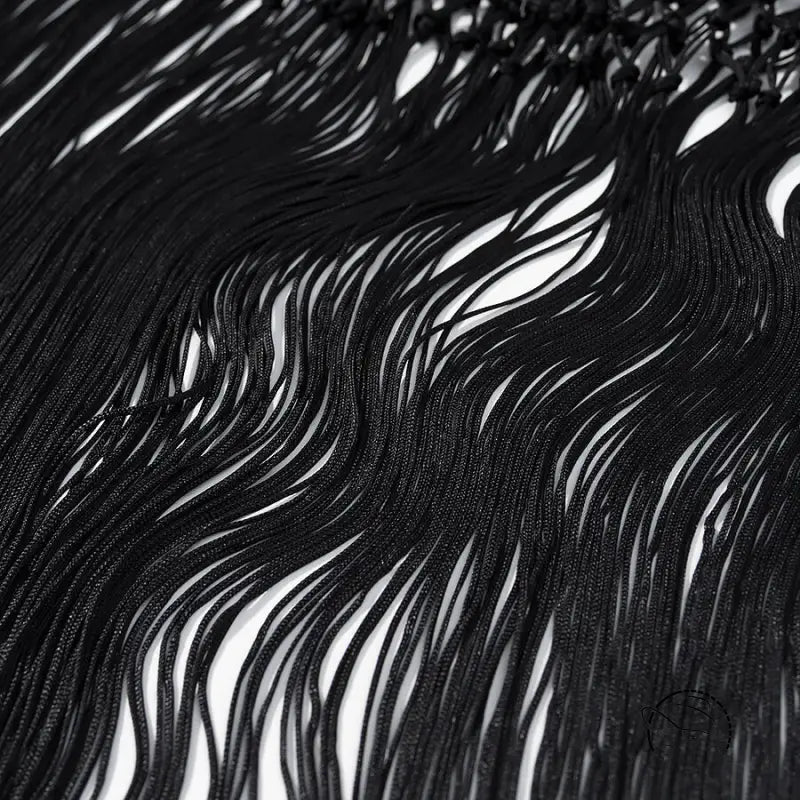 Black fringed necklace in langry fashion embroidery dress