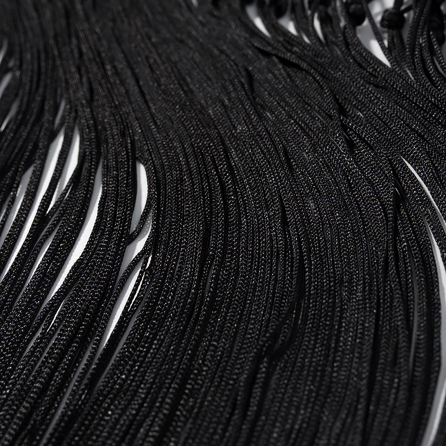 Langry fashion black braided cord bracelet with metallic sheen for cute short embroidery dress