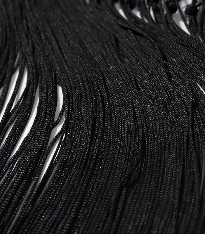 Langry fashion black braided cord bracelet for cute short embroidery dress