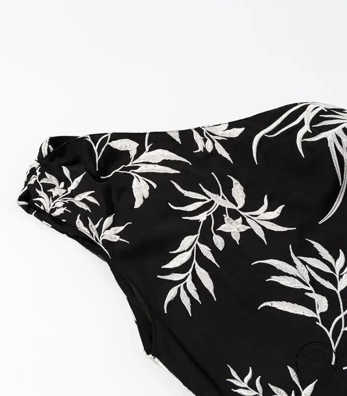 Black and white floral embroidery dress by Langry fashion