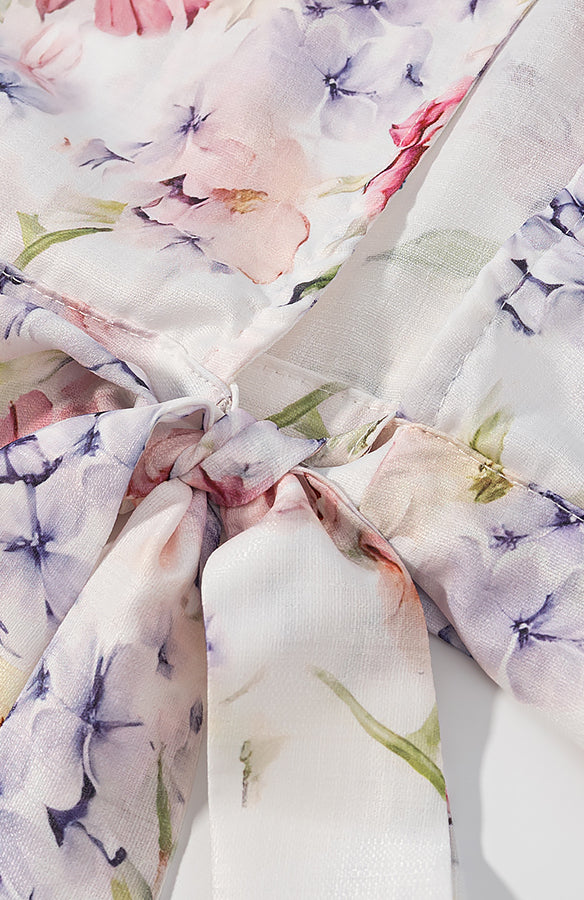 Langry enchanting halter short top with floral skirt in pastel scarf