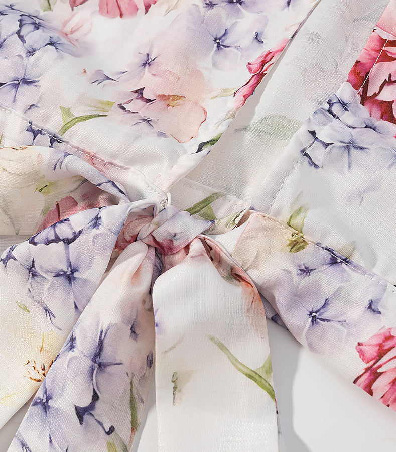 Langry enchanting halter short top with floral skirt in pastel scarf