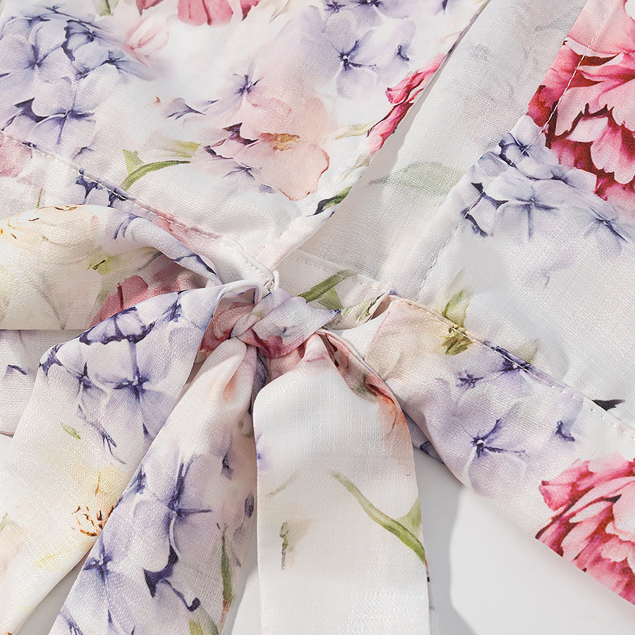 Langry enchanting halter short top with floral skirt in pastel scarf