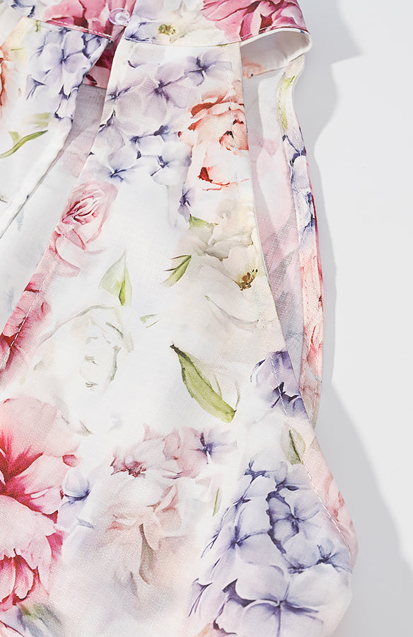 Madewell floral print chiffon halter top in pink purple flowers on white