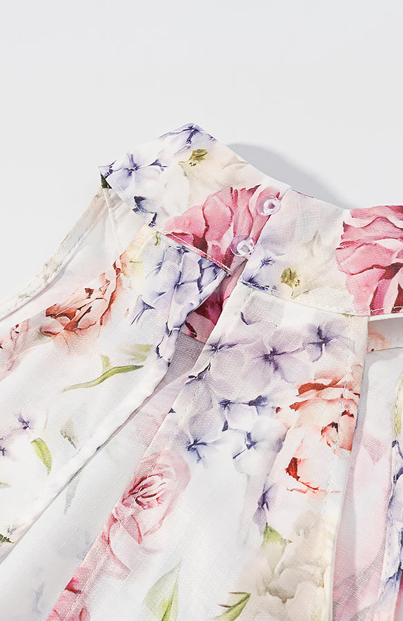 Langry fashion enchanting halter floral chiffon top skirt set