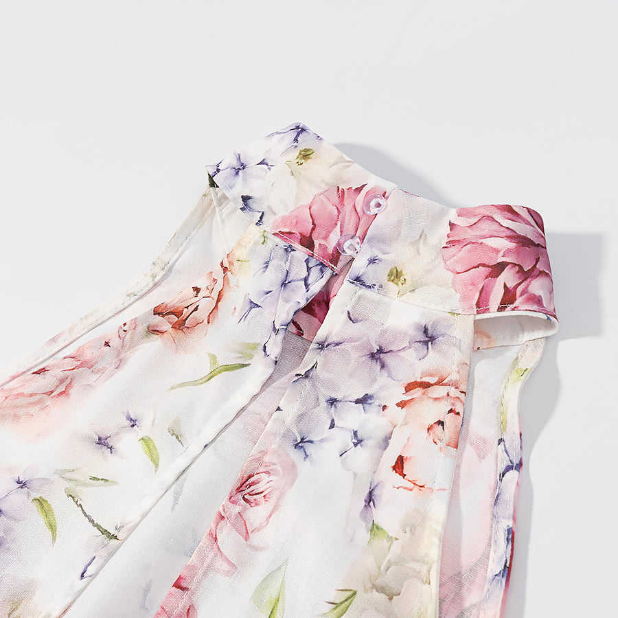 Langry fashion enchanting halter floral chiffon top skirt set